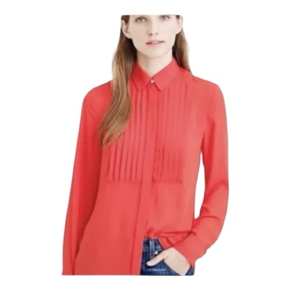 J.Crew Red Pleated Blouse size 8 - Picture 1 of 4